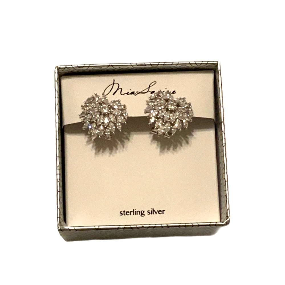 Mia Sarine Sterling Silver Crystal Earrings NEW